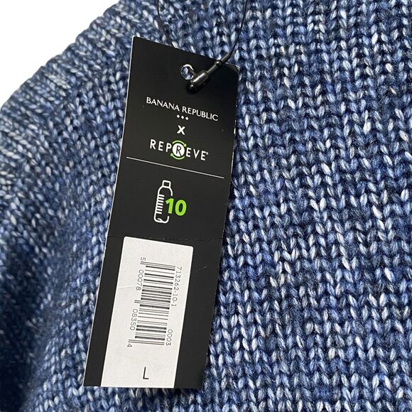 BANANA REPUBLIC x Repreve Turtleneck Sweater Large Blue Knit Womens Top NWT - Picture 4 of 7